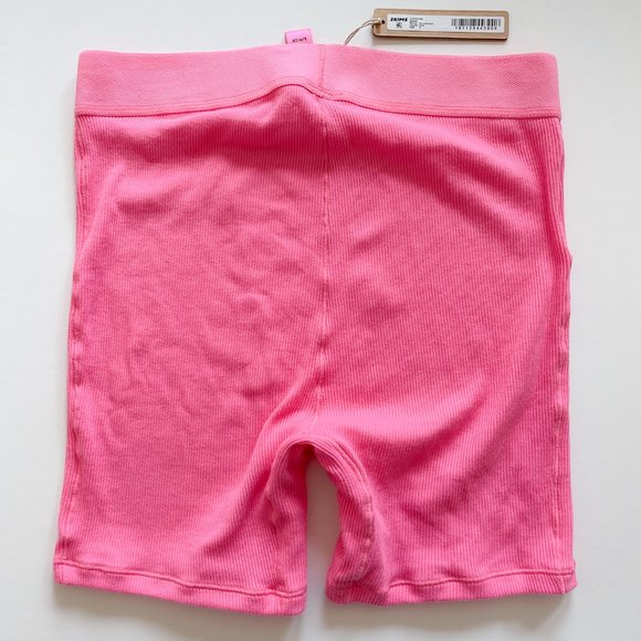 NWT SKIMS Cotton Rib Boxer Shorts Small Pink - Picture 3 of 4